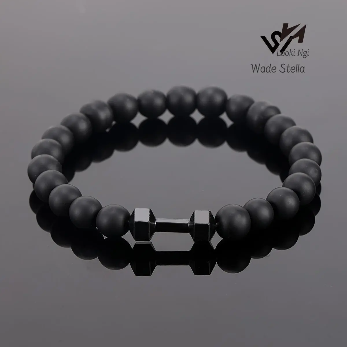1pc Frosted Bead Dumbbell Bracelet For Men, Fitness Style Bracelet Gift-Looki Ngi