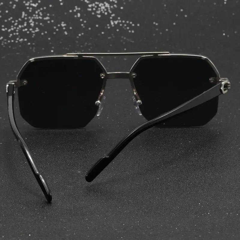Unisex Rimless Oversize Square Glasses in Black Metal Frame for Outdoor Activities 4