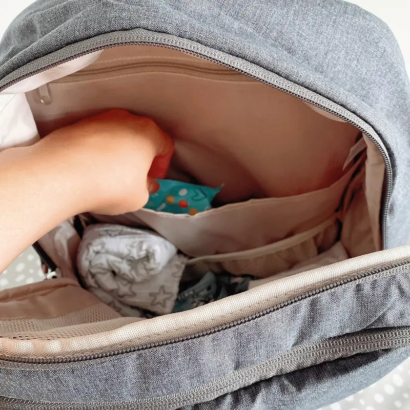 Nuby Baby Changing Bag with Changing Mat, Multiple Storage Pockets, Adjustable Padded Straps, Grey 2