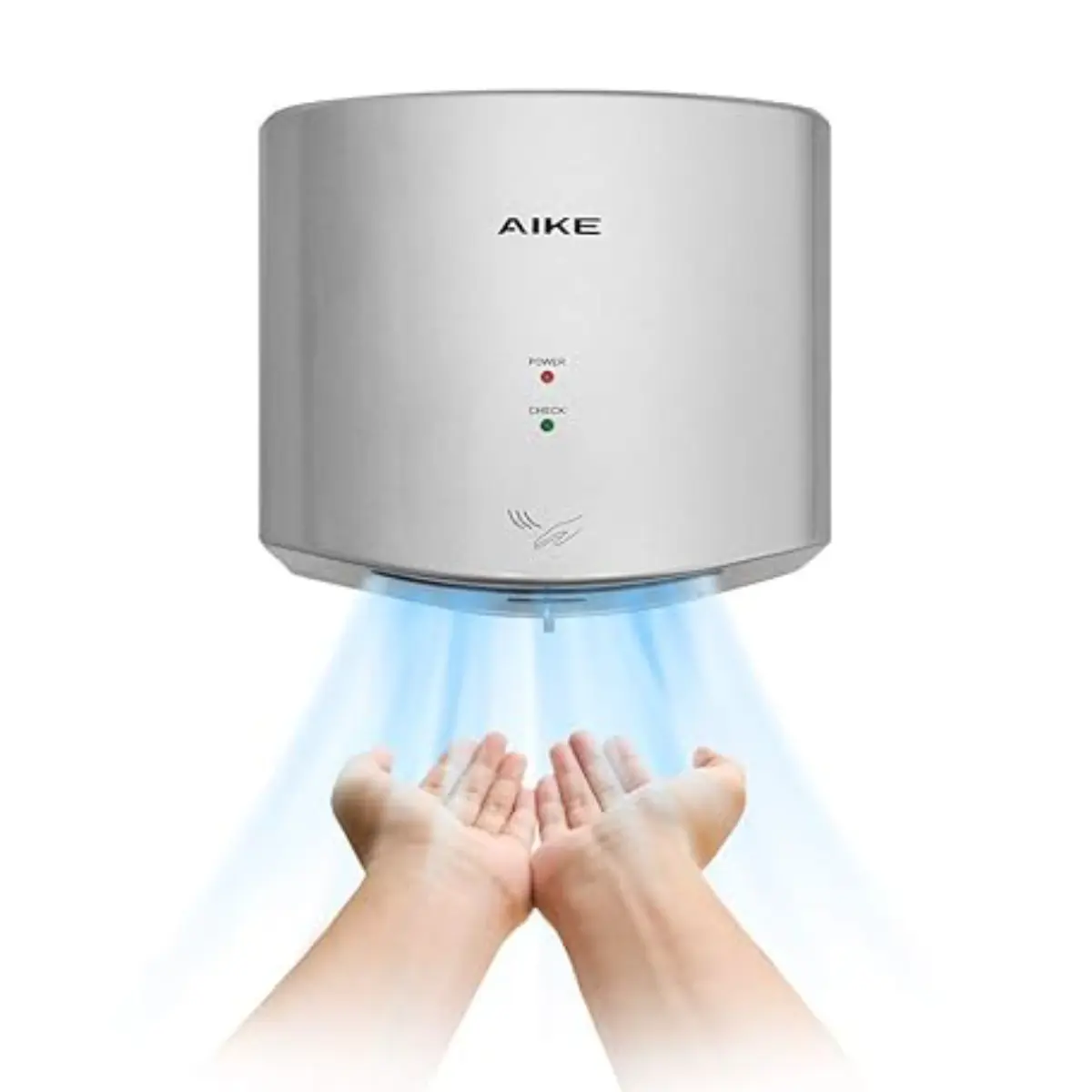 Hand Dryer 10 Seconds to Dry, High Speed Energy Saving Electric Hand Dryer Automatic, Commercial Hand Dryer for Kitchen, Bathroom and Toilet AK2630S 220v 1400W Silver