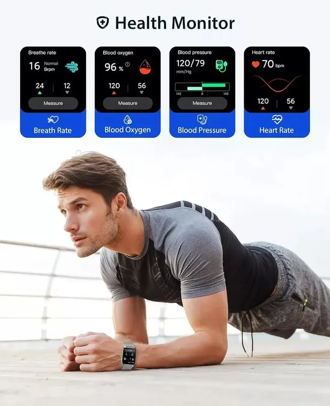 Alexa Smart Watch Calls Bluetooth Heart Rate Blood Pressure iPhone Samsung Wearable Gadget Monitoring Smartphone Wristwatch 3