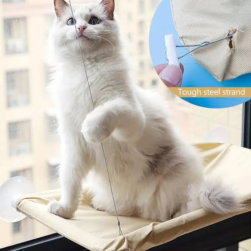 Pet Cat Window Hammock Perch Bed , Durable Seat for Cats, Holds Up to 20KG 2