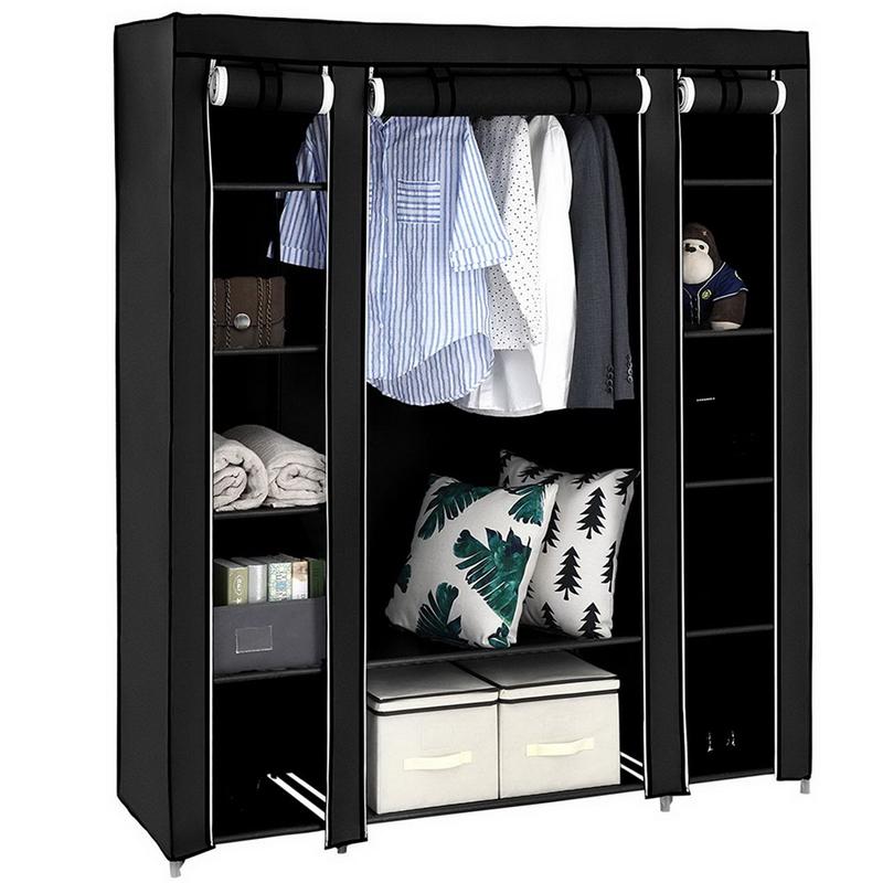 69" Portable Clothes Closet Wardrobe Storage Organizer with Non-Woven Fabric Quick and Easy to Assemble Extra Strong and Durable Black 4
