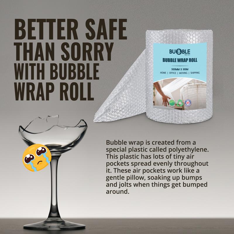 Bubble Nest Small Air Bubble Wrap for Postage Storage Keep Safe Items 500mm Wide up to 100 meter Length 1