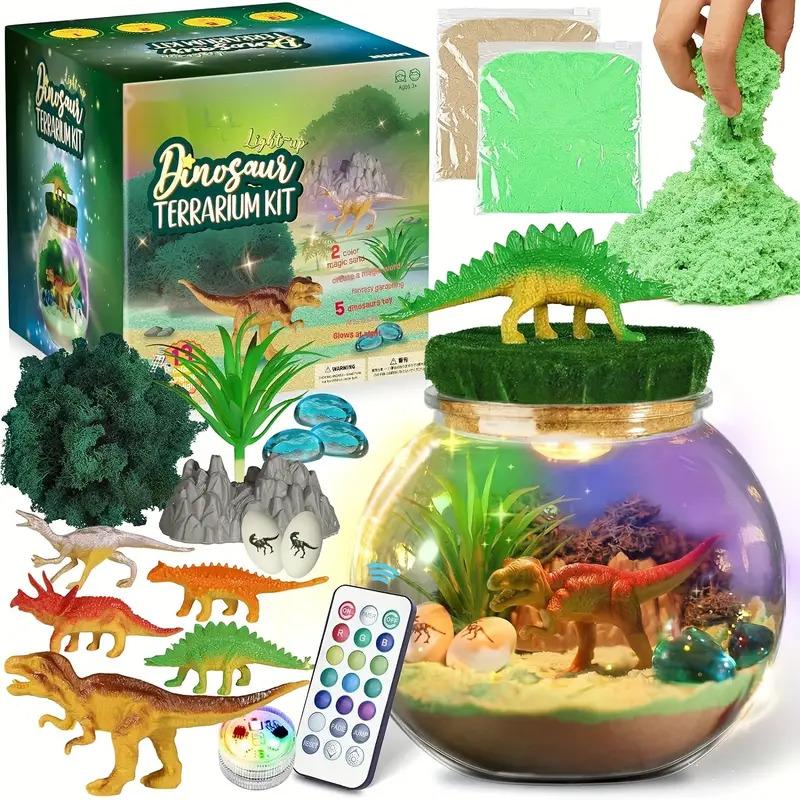 Dinosaur Terrarium Kit for Boys & Girls | Creative Dinosaur Gifts for Ages 4-12 | DIY Craft Activity, Fun Birthday Gift, Educational STEM Project, and Hands-On Learning Experience for Kids | Build & Grow Your Own Dino Habitat 0