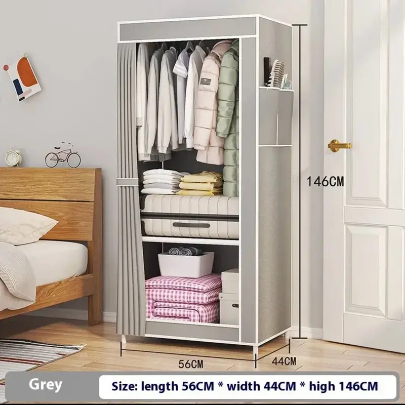 Simple Wardrobe Bedroom Household Assembly Cloth Wardrobe Organize Storage Cabinets Economic TypeHousehold Assembly Wardrobe 7
