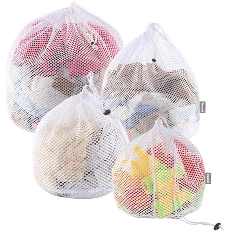 Mesh Laundry Washing Bags, 4 Set Thicker Net Laundry Wash Bags for Washing Machine, Delicates Laundry Bags with Drawstring for Underwear, Sock, Bra, Travel Accessories 7