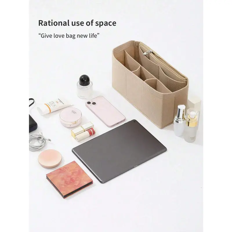 [NEWS]1PC Beige Inner Bag, Organizing Bag Inside The Bag, Anti Deformation Storage In The Middle Bag, Storage Bag With Supporting Inner Lining, Tote Bag Inner Bag, Suitable For Classified Storage Inside The Bag,Backpack Organization And Carrying[S12] 2