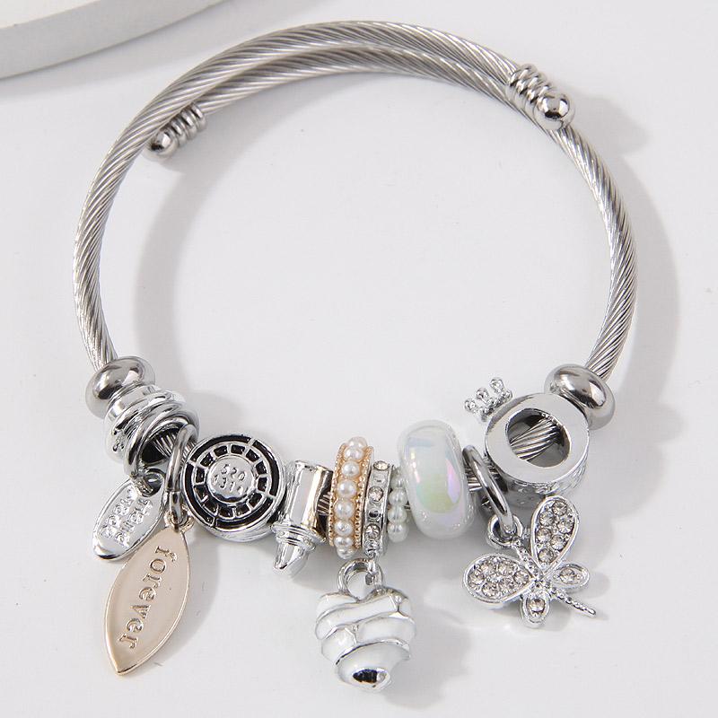 Gift Message  Charm Bracelet  with Charms -  Stainless Steel 3