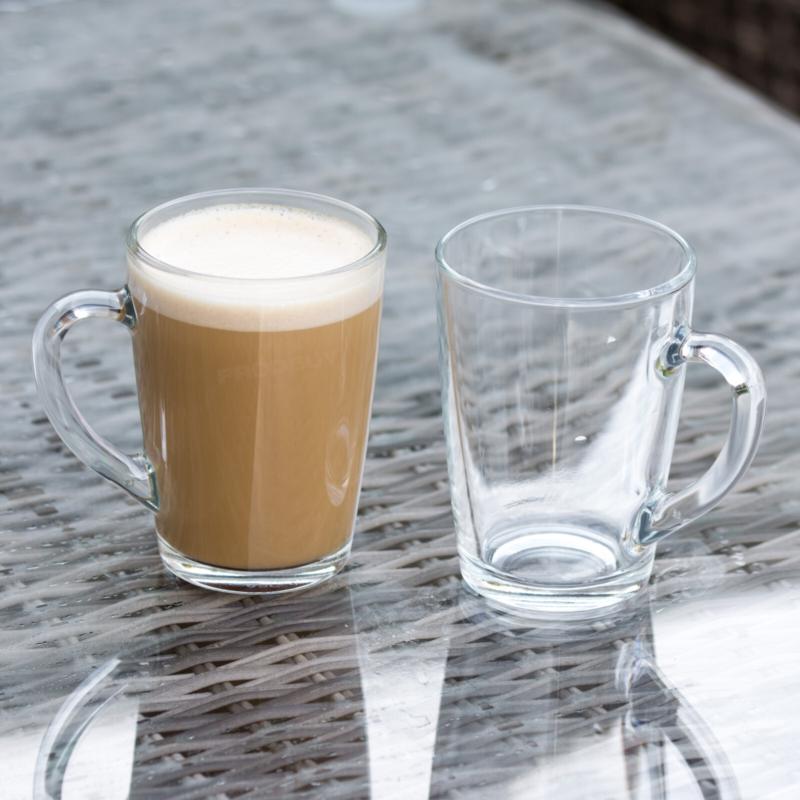 (2-3 days Arriverd) Set of 4 Glass Coffee Mugs 300ml Tea Cups Cappuccino Latte Hot Drinks Glasses Drinkware 4