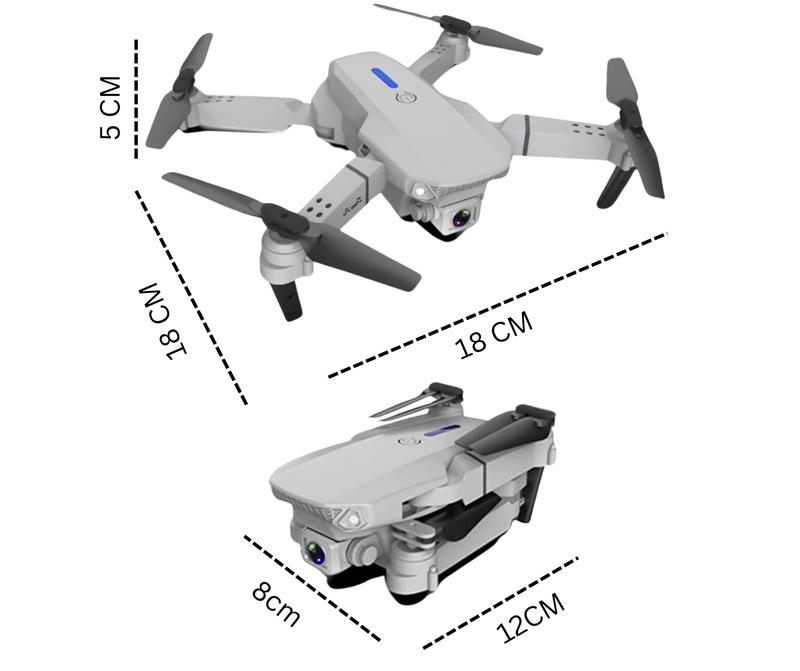 "Trendi E99 Foldable Quadcopter Drone with 360° Roll and Dual HD Lenses - Includes Cameras, Accessories, and Folding Charging Crystal Drones." 1