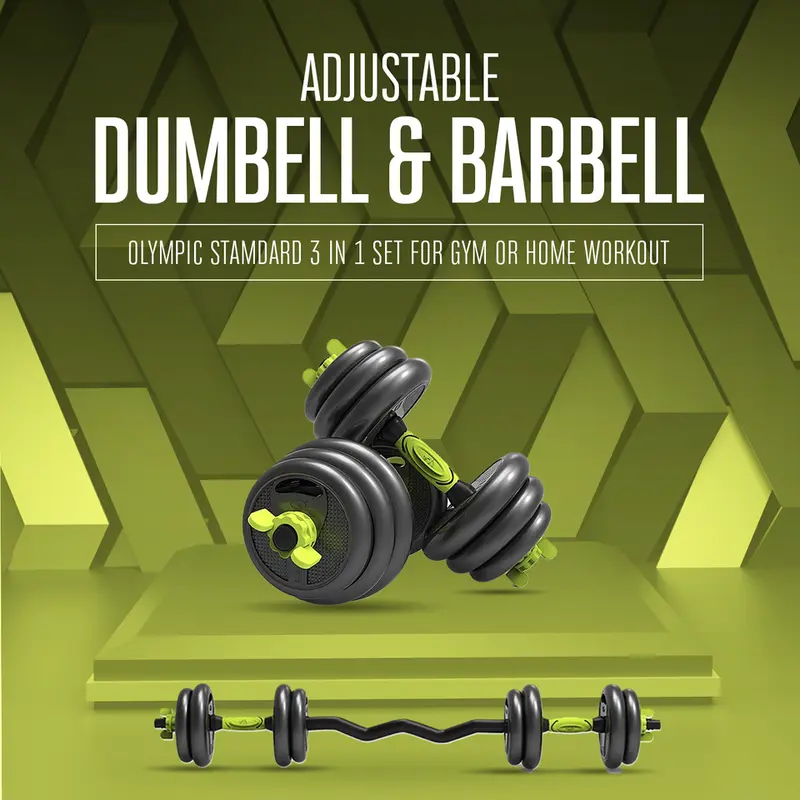 STRONGWAY Adjustable 6 in 1 Dumbbell Barbell Kettlebell Push Up Set - 20KG, 30KG and 40KG SETS with Adjustable Weight Bench 3
