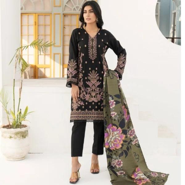 Dhanak Iznik Emb Pakistani Suits-1459-Black 0