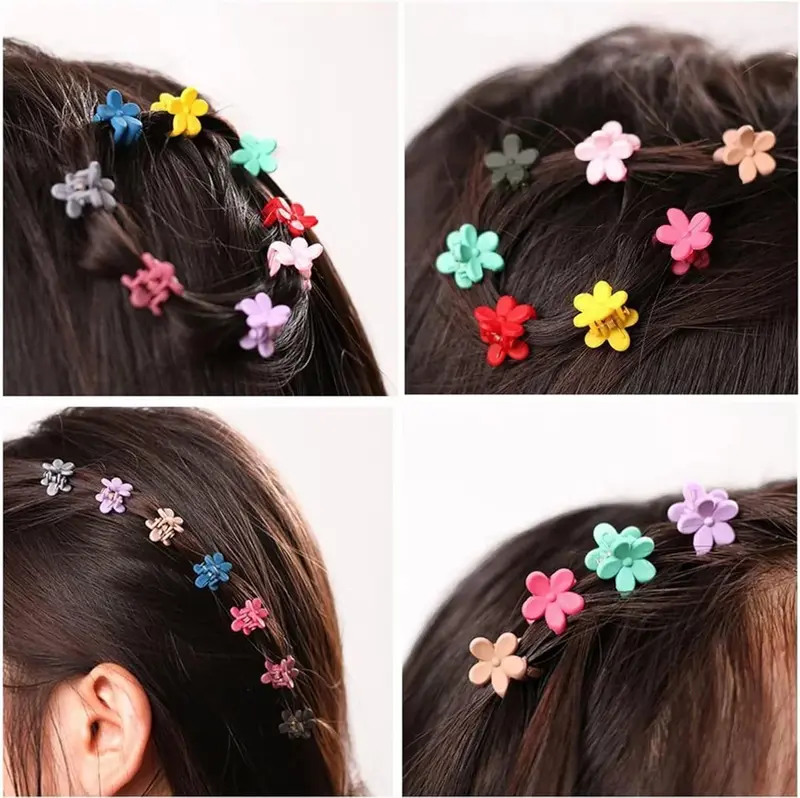 50Pcs Flower Hair Clip 0.51 inch Mini Flower Clips Plastic Hair Claw Clip Small Bangs Hairpin for Women Girls Toddlers 3