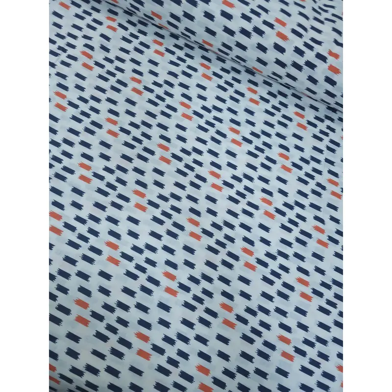 Navy/Orange Irregular Track 100% Cotton 110" 1