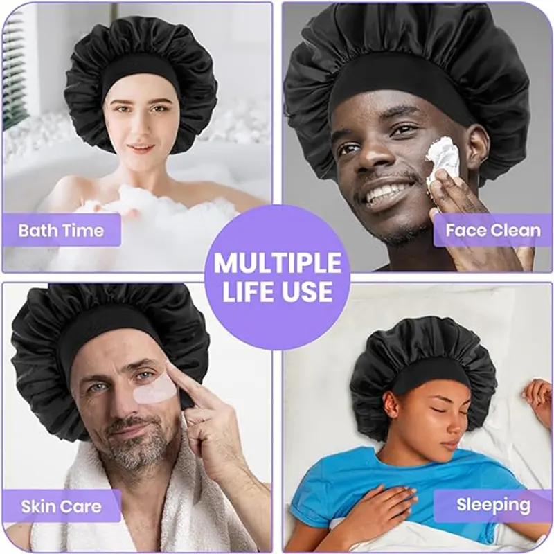 Satin Bonnet Hair Bonnet for Sleeping,Silk Bonnets for Black Women with Elastic Soft Band for Hair Care 2
