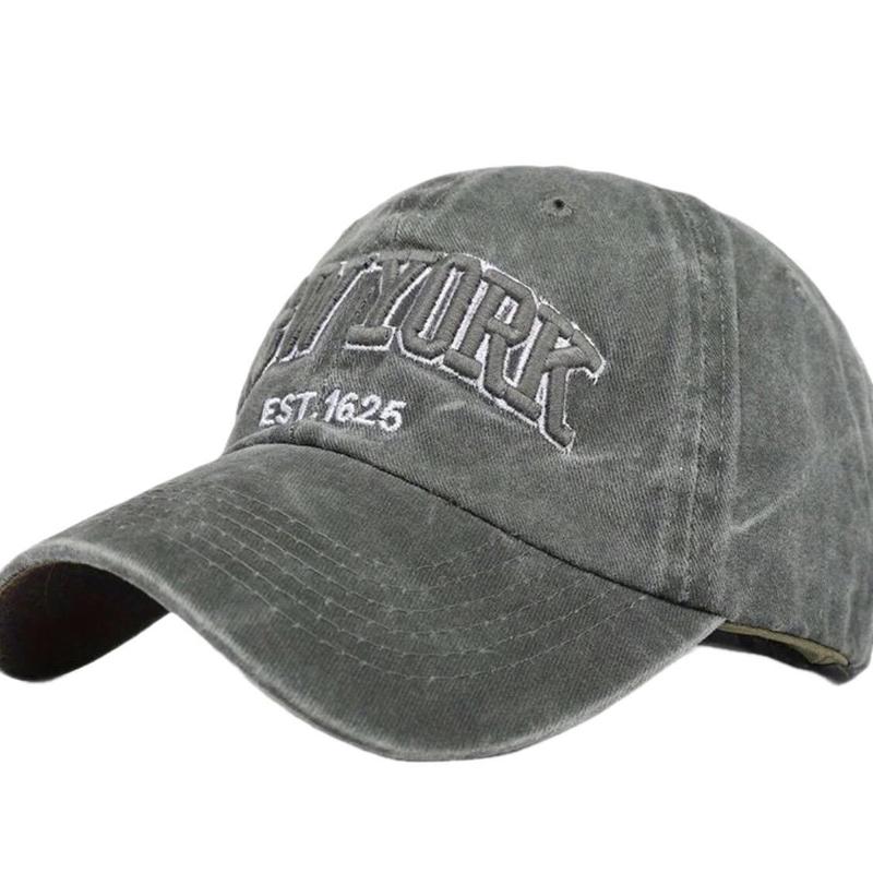Adjustable Unisex Baseball Cap with New York Embroidered Design and Washed Green / Grey Effect cap cute 0