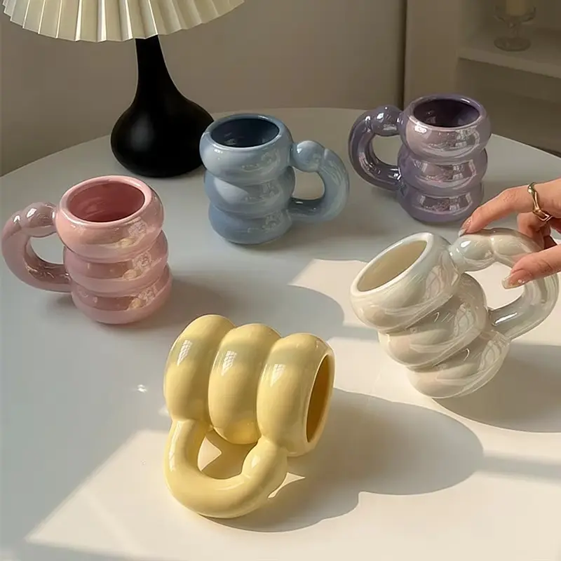 Product Introduction of 420ml Ceramic Chubby Mug Creative Nordic Coffee Cup Cute Office Afternoon Tea Cloud Mugs Kitchen Drinkware Home Accessories Tumbler Washable 0