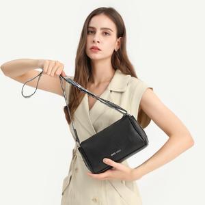 MISS LULU Lightweight Wide Strap Genuine Leather Crossbody Bag