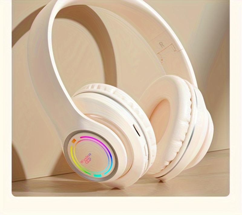 Product Introduction of Glowing Wireless Headphones with Multi-Color LED Lights, Comfortable And Foldable Design, Suitable for Tablets, Pcs, Tvs, And Phones. A Popular Choice for Birthday Travel Gifts, These Over-Ear Wireless Headphones Are Perfect for Any Occasion. 13