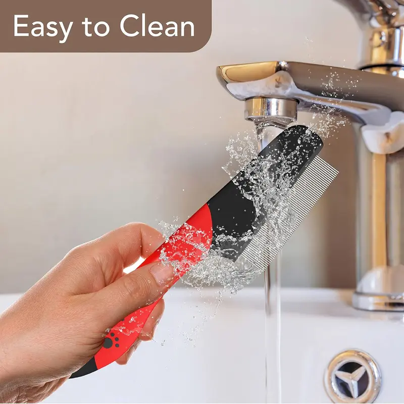 Masterclip | Flea Comb - Flea Removal Grooming Comb for Cats, Dogs, Rabbits. Effective against Fleas, Nits, Biting Pests, Ticks, Flea Dirt, Ectoparasites pink deshedding  brush 6