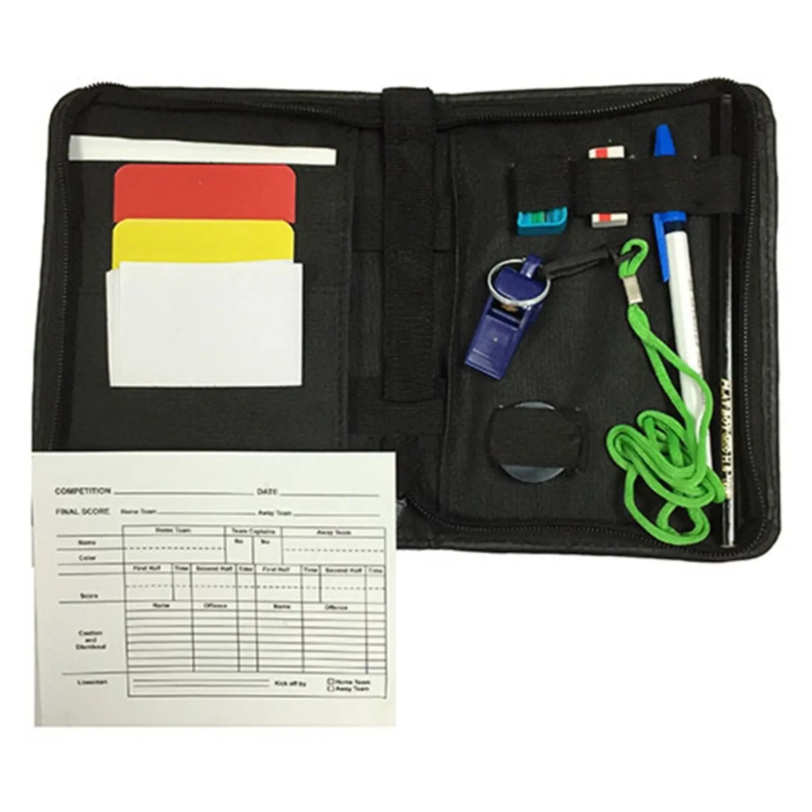 New Referee Data Wallet Referee Set Cards Whistle Stopwatch Lanyard Coin Pencil football  binder