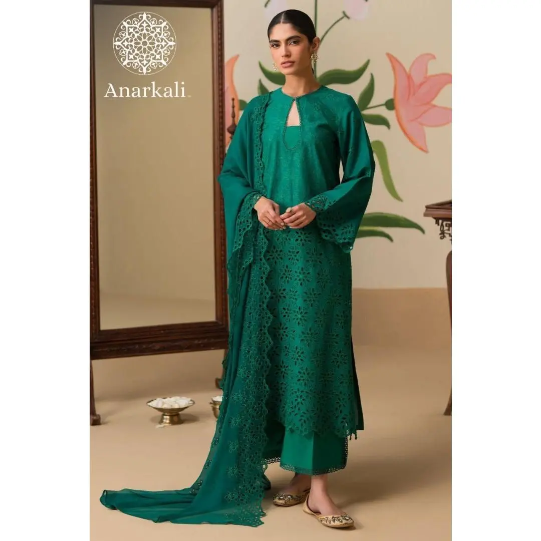 Cross Stitch Chikankari 3 piece Stitched Collection 24 (Green)