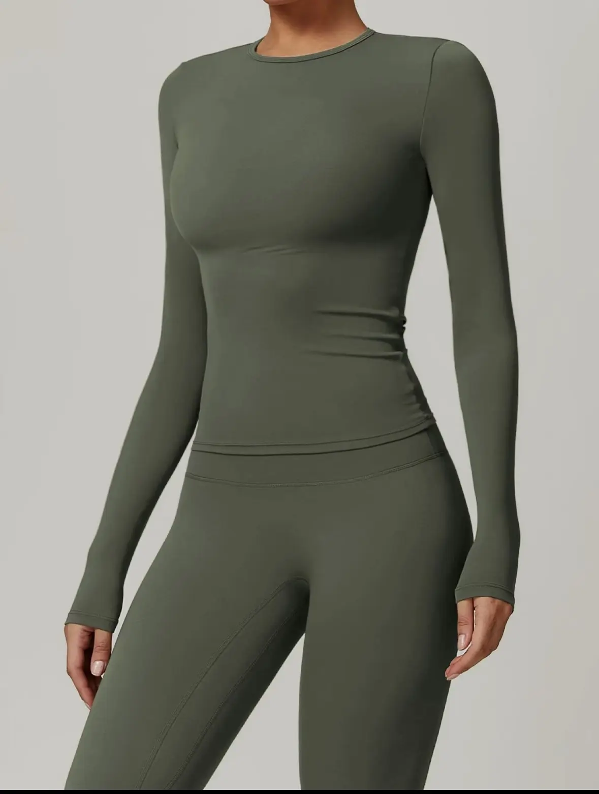 Womens Solid Long Sleeve Tee & Leggings Set