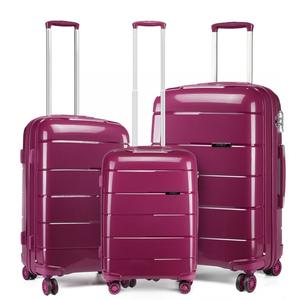 [MissLulu Bags] Bread Design Hard Shell Polypropylene 20''/24''/28'' Suitcase with TSA Lock - Maroon Purple