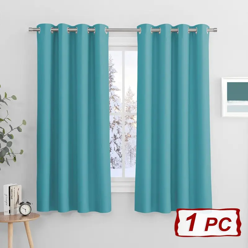 TRAHOO-Window Curtains for Bedroom - Thermal Insulated Blackout Eyelet Soft Solid Curtain/Room Darkening & Energy Saving for Bedroom, 1 Piece, 52" by 63" (W x D), Light Blue 1