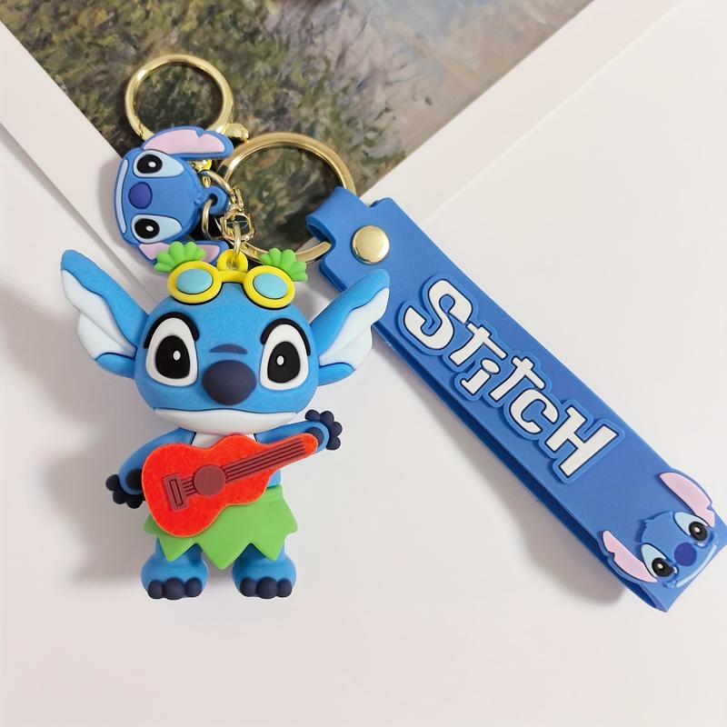 Stitch PVC Keychain Set - Non-Braided, Durable Cartoon Character Key Rings, Cute Backpack Charms, Ideal for Christmas & Halloween Gift Ideas - Pack of Multiple Designs 7