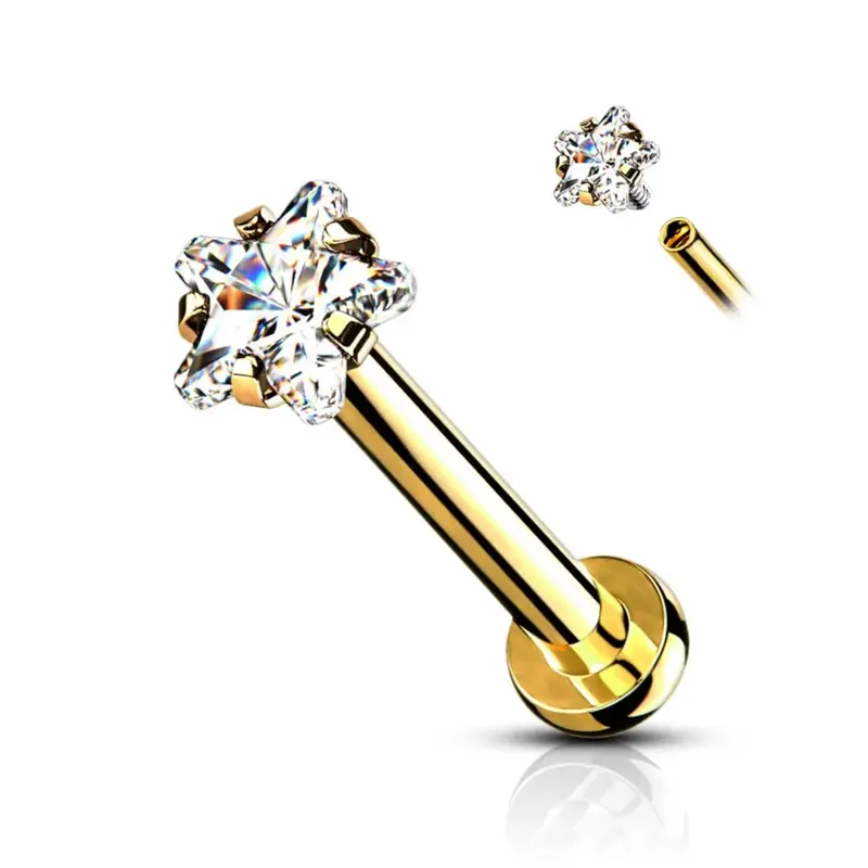 DAINTY CRYSTAL STAR MICRO FLAT BACK LABRET - 6MM & 8MM 7