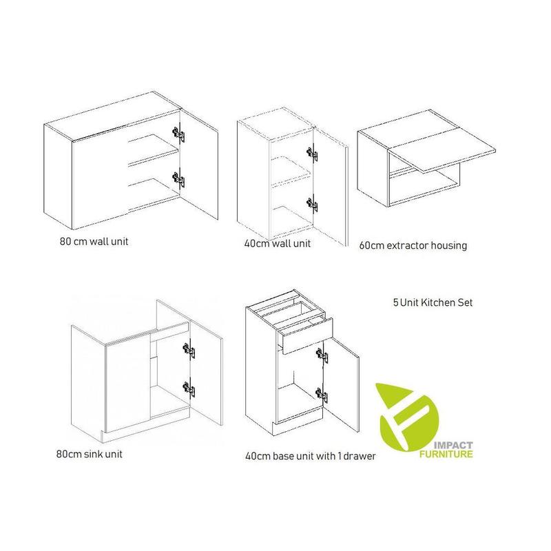 Kitchen Cabinet Set 5 Unit Sonoma Oak Cupboards Worktop Franke Sink Modern Nela 5