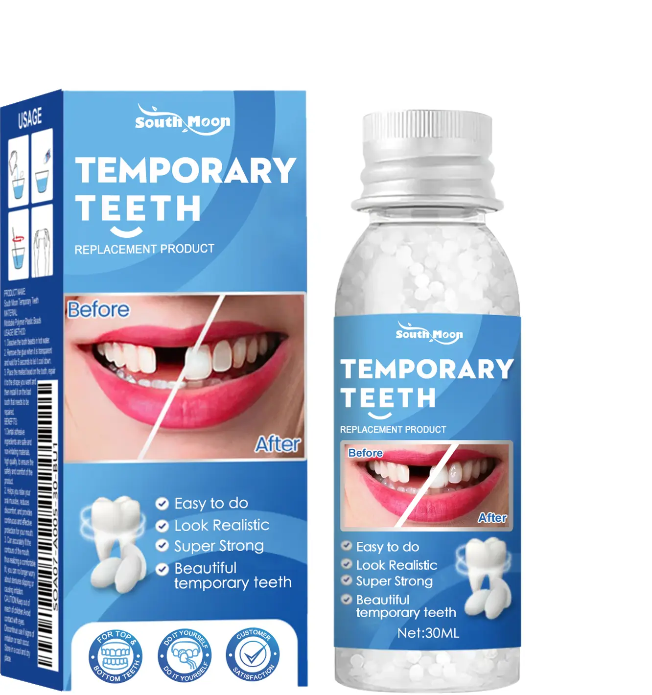 South Moon Solid Dental Gel Fixing Teeth Temporary Filling Cavities Filling Gel Dentures Denture Gap Filling Gel