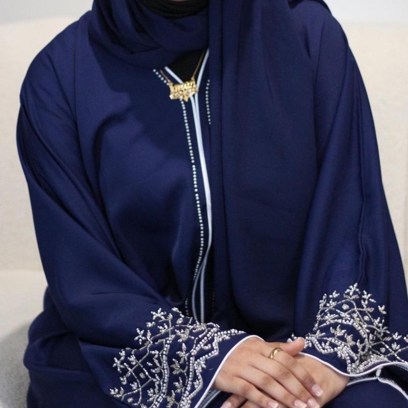 Amira Abaya - MAYLEES Detailed Sleeve Embellished Full-Length Women's 3-Piece Button-up Set Sizes 50-60 plain muslim party essential handmade soft fabric eid outfits glam regular sleeve casual traditional minimalist hijabis crew neck luxury 7