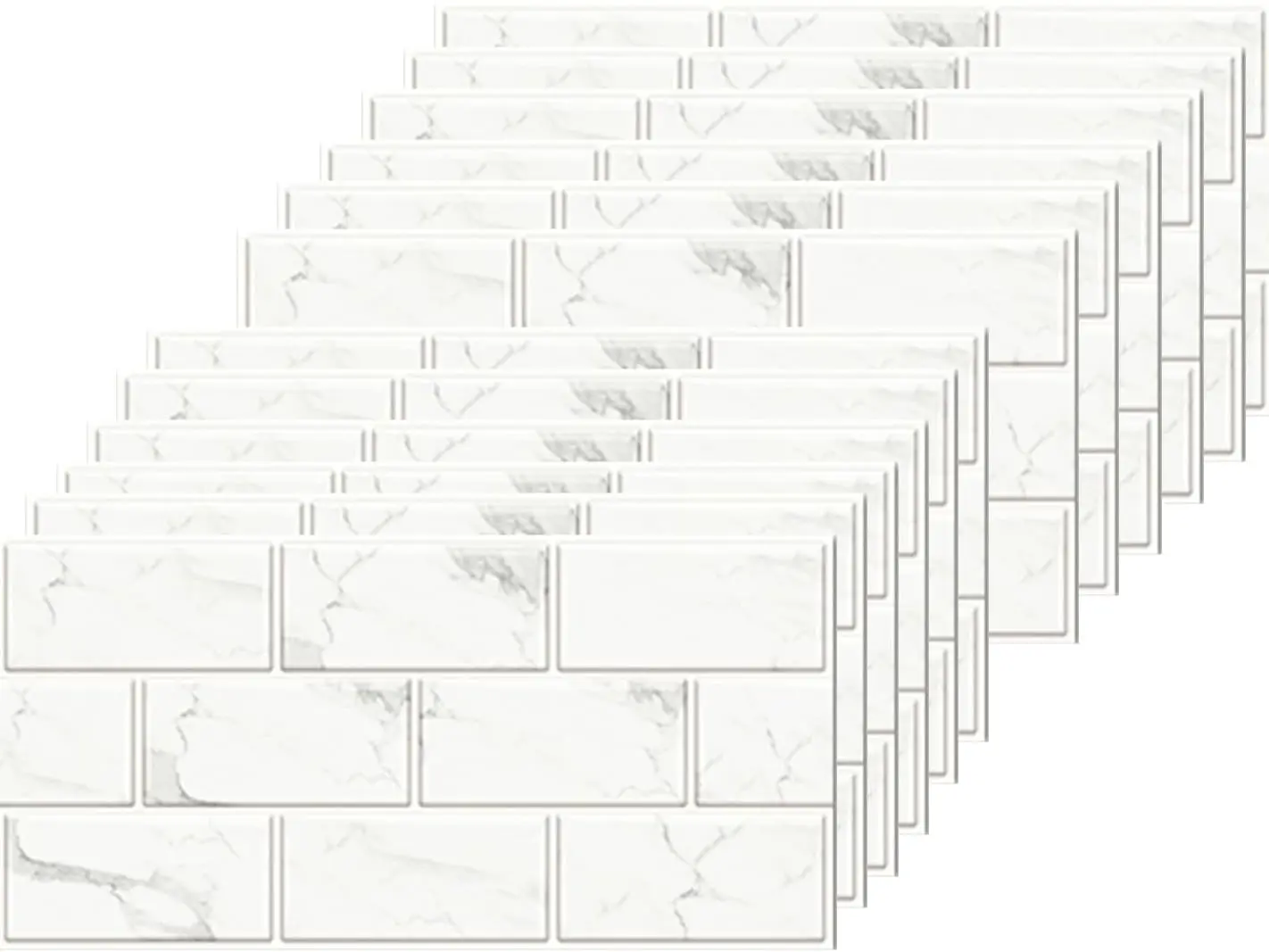 Brick Tile Stickers for Bathroom Kitchen Waterproof Vinyl Stick on Tiles Backsplash Self Adhesives Wall Tile Transfers Peel and Stick Tile Decals for Living Room - 30x15cm (12 Sheets)
