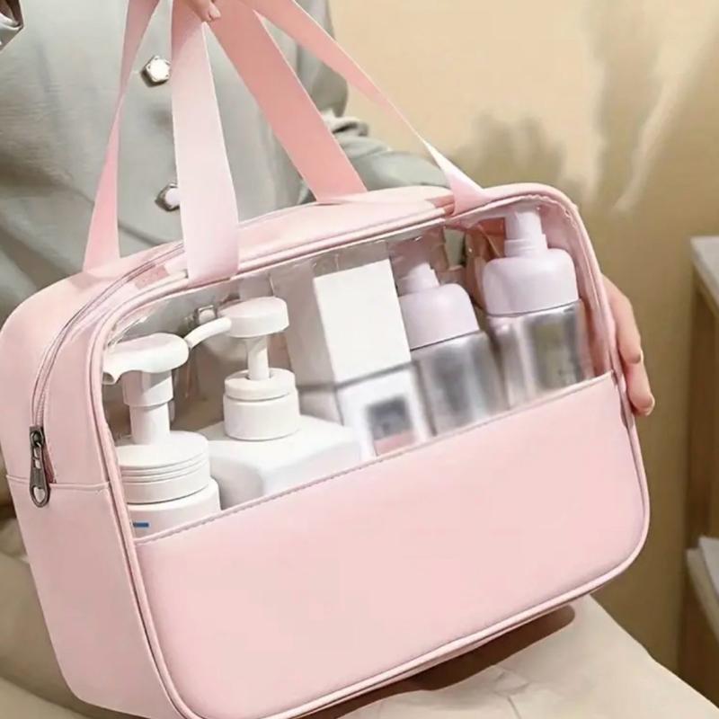 Medium Pink PVC Makeup Storage Bag for Toiletries and Accessories - Durable and Waterproof 1