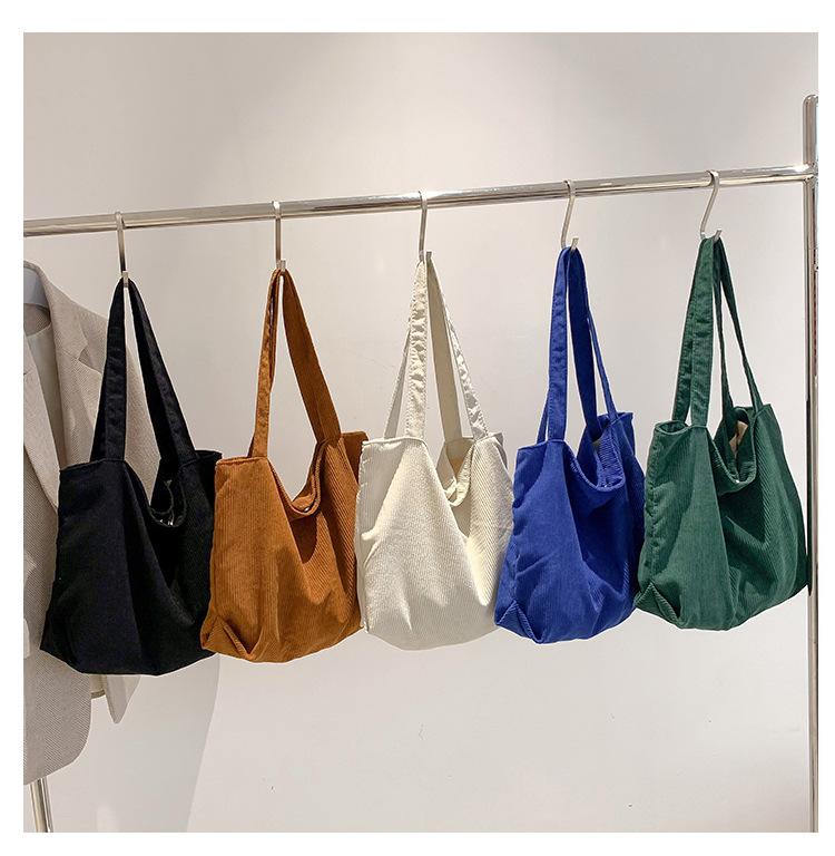 Product Introduction of Large Capacity Shopping Bag Casual Art Canvas Handbag Corduroy Tote Bag Simple Retro Shoulder Bag 0