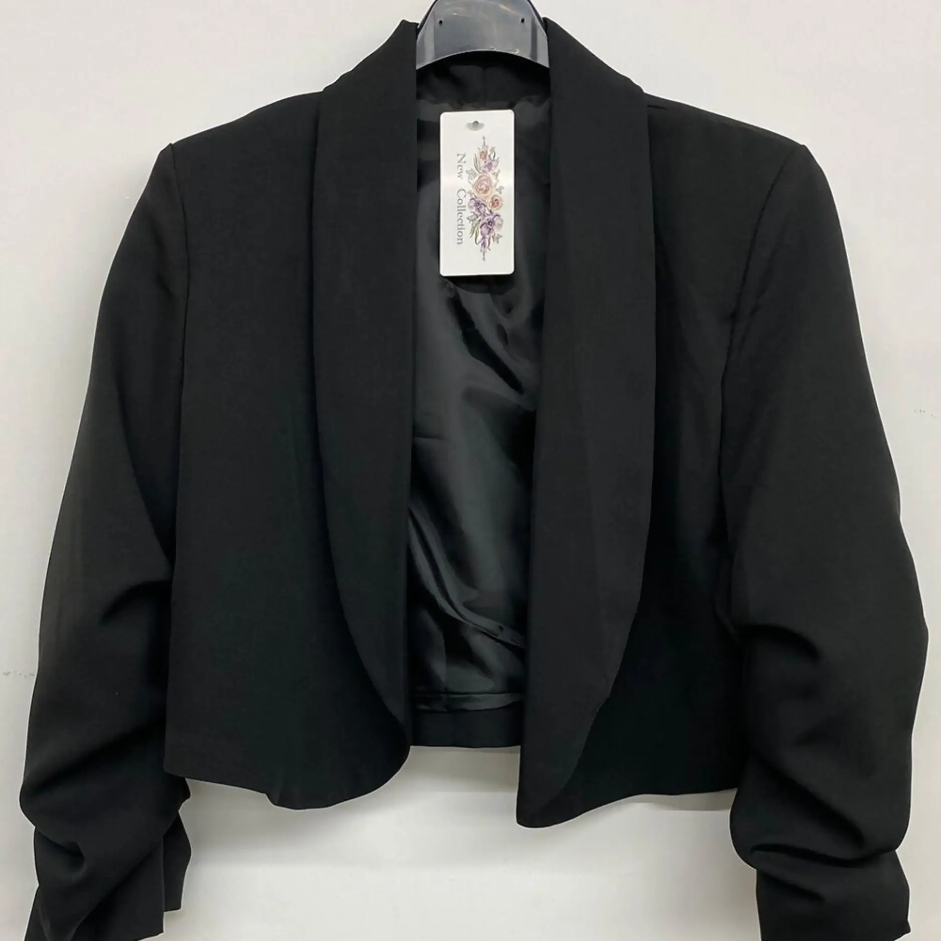 Ruched Sleeve Cropped Blazer – Chic & Stylish Tailored Jacket for a Trendy Look