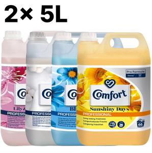 2 x COMFORT PROFESSIONAL 5L Fabric Conditioner – Available in Blue Skies, Lily & Riceflower, Sunshiny Days or Pure – Long-Lasting Freshness, 66 Washes per Bottle, 132 Washes Total Household
