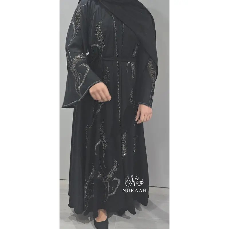 (NURAAH) SIMRA EMBELLISHED FLARED ABAYA (with scarf and belt) 8