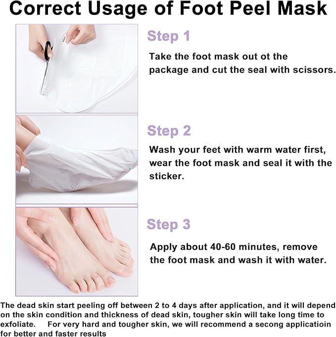 Foot Peel Mask 2 Pack, Foot Mask Callus Remover - Repair Heels & Removes Dry Dead Skin for Baby Soft Feet - Exfoliating Foot Peeling Mask for Hard Skin - Peeling 5