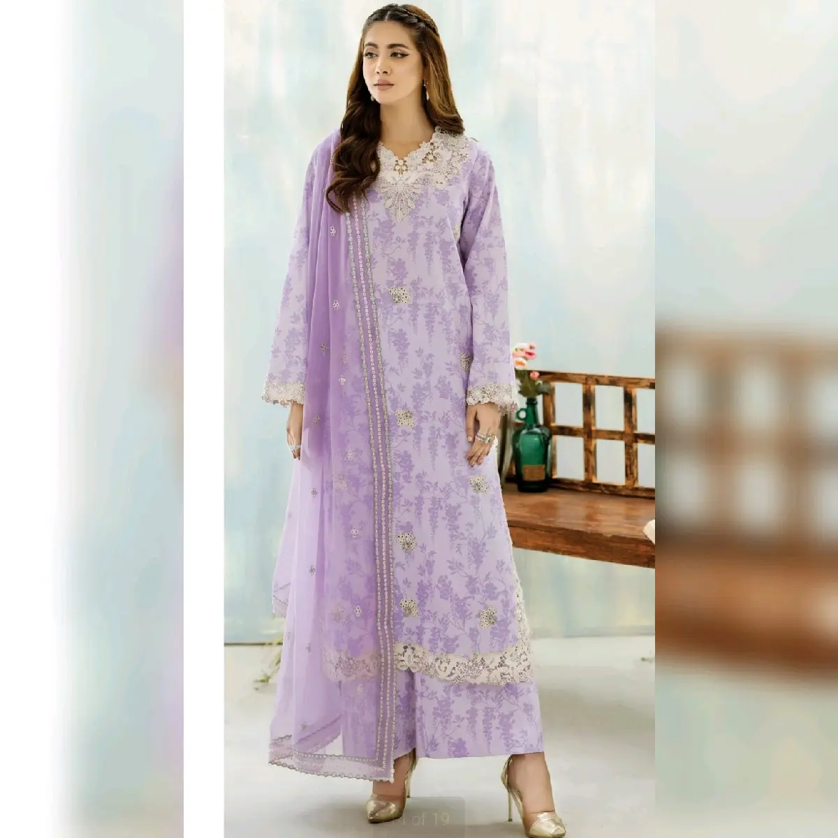 MASAKALI  Ghazal- Women's Three-piece PRINTED LAWN'24 - embroidered