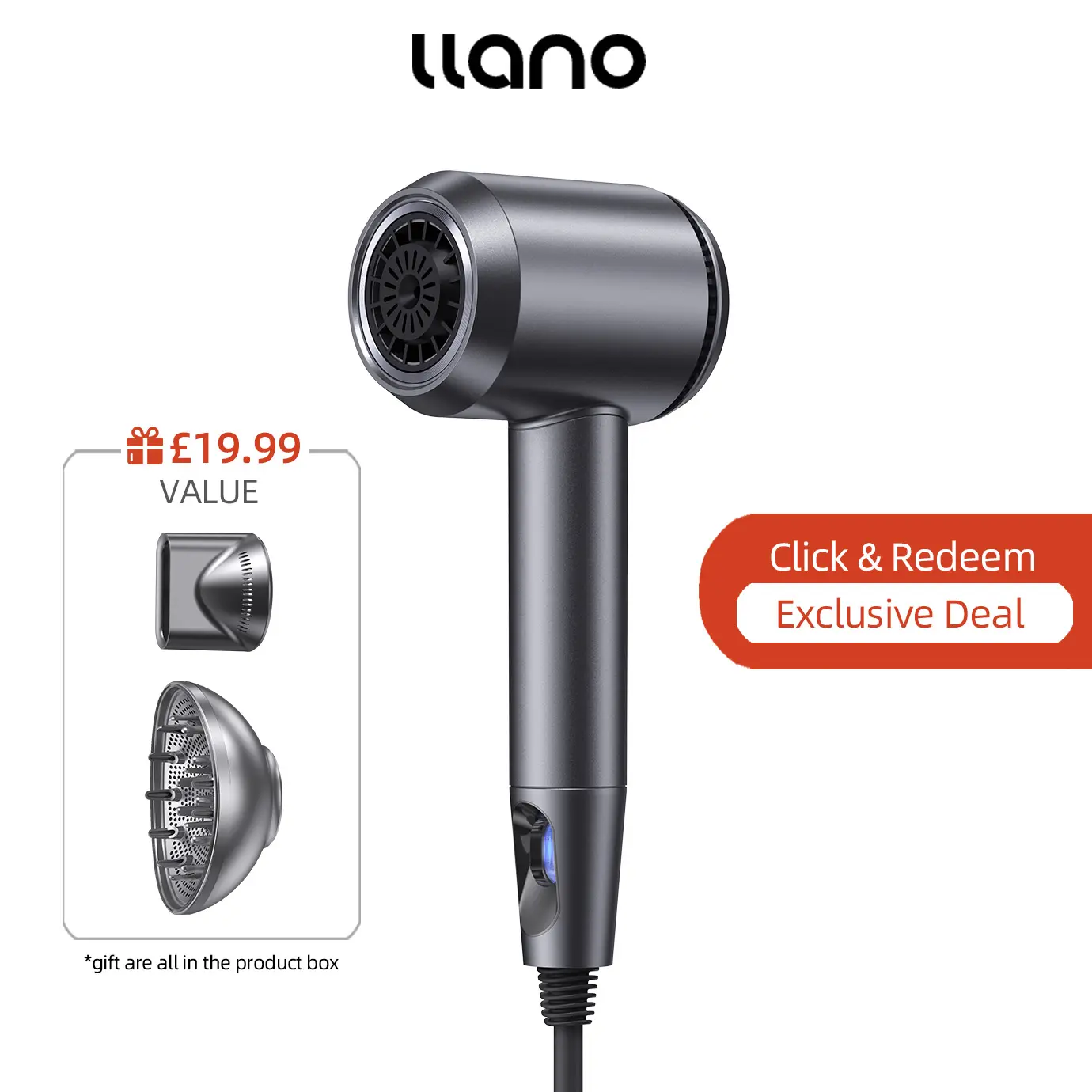 Hair Dryer Styler Kit | Quiet  60dB | 60-Second Blowout & Lifetime Frizz Guard | Diffuser & Concentrator Nozzle | Salon-Ready Gift Box | hairdryer murah