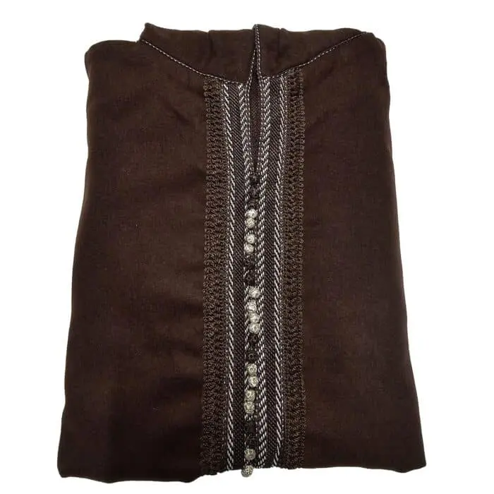 Kids Boys Cashmere Wool Thick Dark Brown Long Sleeve Moroccan Thobe Jubba 4