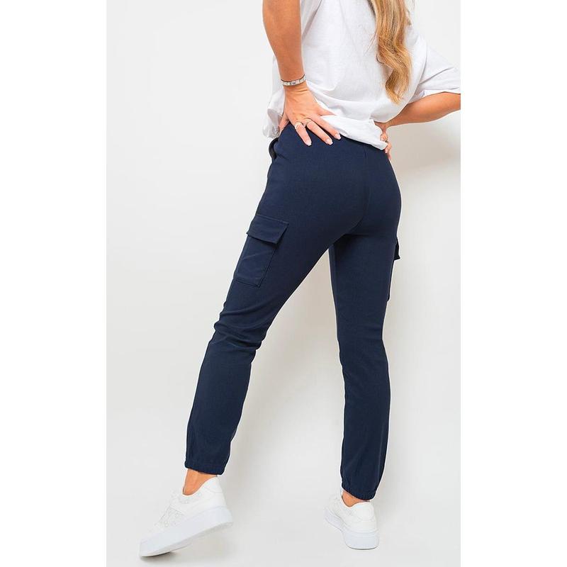 iKrush Size Frankie Cargo Pocket Trouser With Drawstring i34823 Cargo Relaxed High Waist   Regular Length    Workwear Loungewear Plain Work Going Out 0