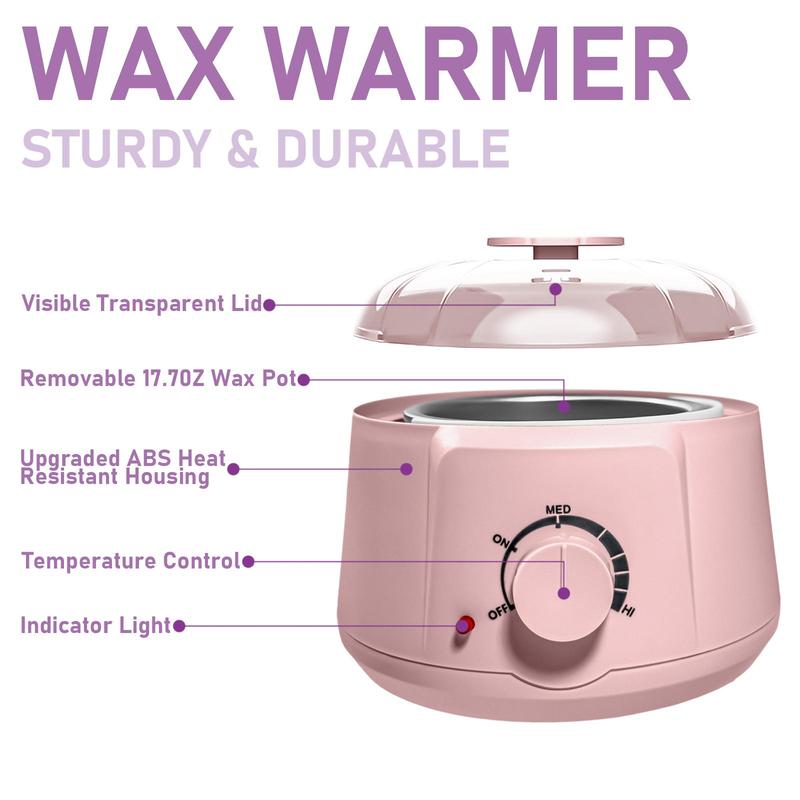 【Free Shipping】Waxing Kit for Women, Wax Pot for Hair Removal, Wax Heater Kit, 5 Packs Wax Beads and 20 Applicator Sticks, Painless Waxing Machine for Full Body Waxing Bee Body Care - No brand - Steel, Silicone 2