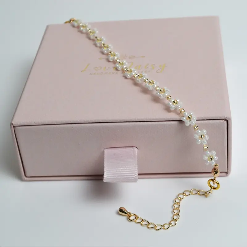 Dainty Petals, 18kt gold vacuum plated stainless steel (Tarnish Resistant), Handmade Beaded Flower Bracelet, Dainty Flower Bracelet, Handmade Jewellery, Gift for Her, Graduation Gift, Birthday Gift 2