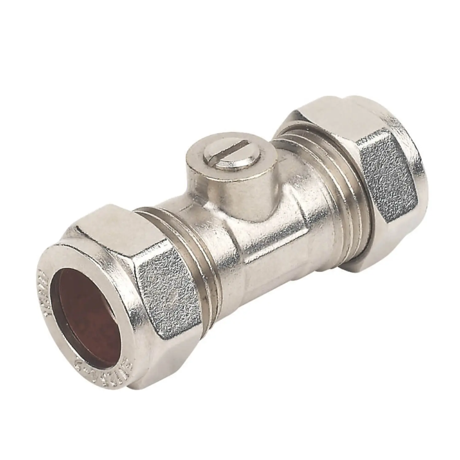15mm Compression Isolation Valve - WRAS Approved, Chrome Plated - Plumbing Fitting coupling