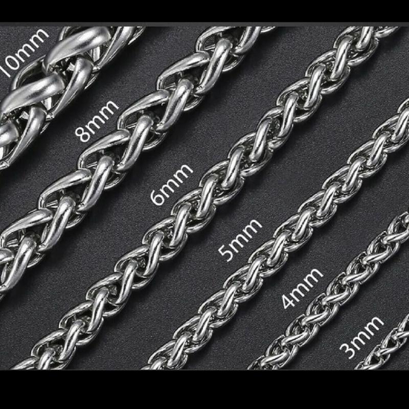Mens Chain 3 4 5 6 8mm Cuban Link Silver Spiga Womens Necklace Sizes 22" Steel UK 2